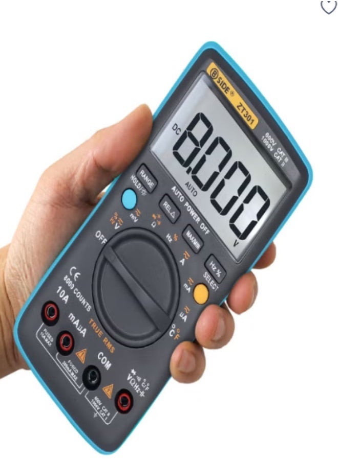 BSIDE Digital Multimeter AC DC Voltage Current 8000 Counts ZT301 Portable Handheld Ammeter Ohm Capacitance Temperature Tester Auto/Manual Range Electrical Test Diagnostic Machine with True RMS Backlight Large LCD Display - Image 2